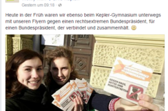 Bild der "Jungen Grünen", die Propagandafoyer vor Schulen verteilen